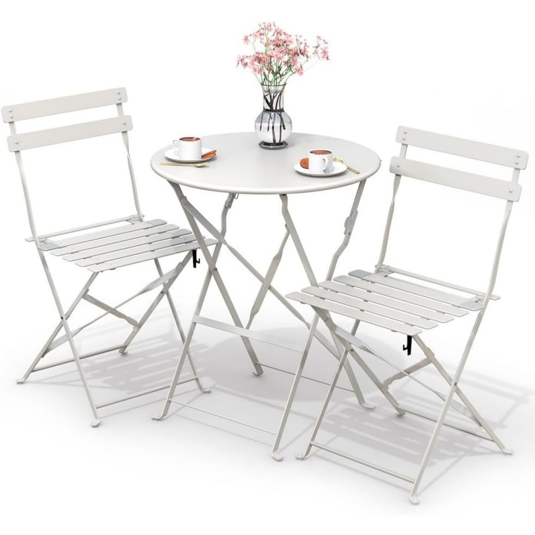 set bistrò bianco pieghevole