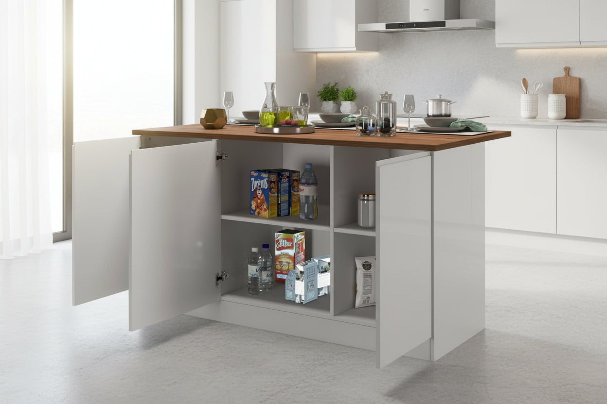 mobili a terra bianco alluminio per sala da pranzo resistente